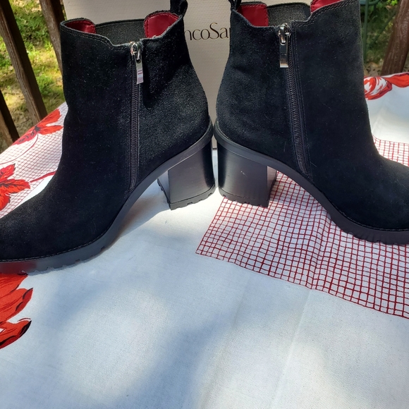 Franco Sarto Black Leather Suede Ankle Boot - Picture 6 of 12